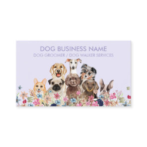 Dog Pet Sitting Floral Purple Business Card