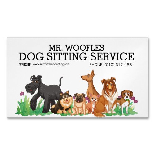 Dog Pet Sitting Service Watercolor  Business Card Magnet