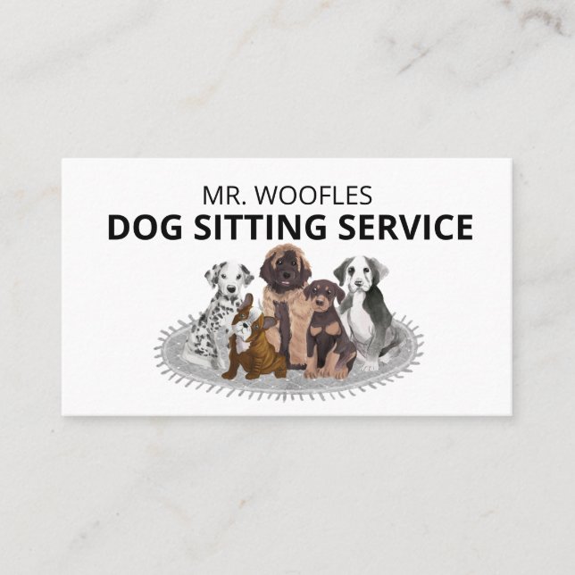 Dog Pet Sitting Watercolor Business Card (Front)