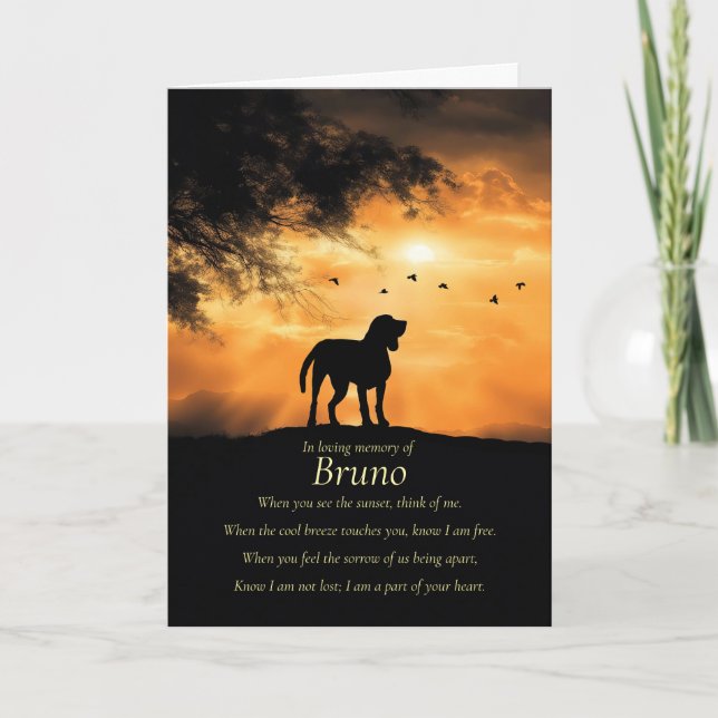 Dog Pet Sympathy Custom Name With Spiritual Poem  Card (Front)