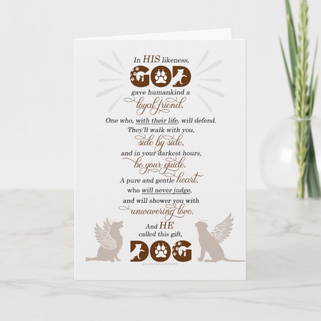 Dog Pet Sympathy God's Gift of a Loyal Friend Card (Front)