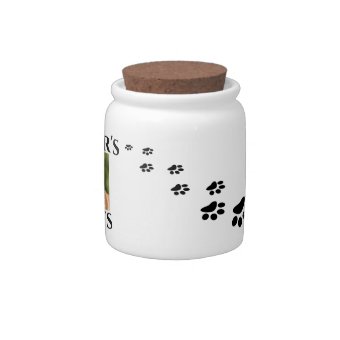 Dog Pet Treat Jar Personalized Photo Template Paws | Zazzle