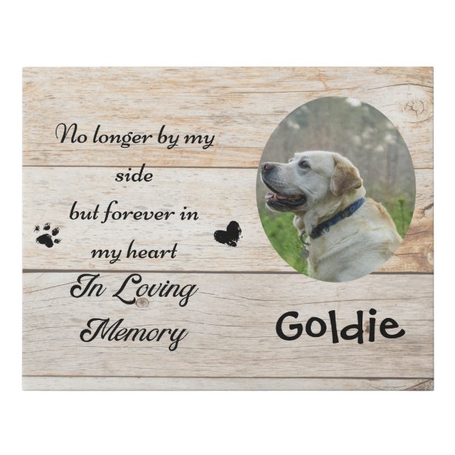 Dog pet tribute memorial personalized custom photo faux canvas print (Front)