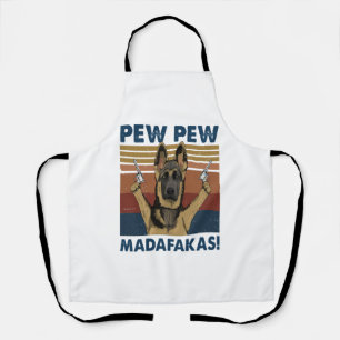 DOG PEW PEW MADAFAKAS VINTAGE RETRO APRON