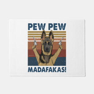 DOG PEW PEW MADAFAKAS VINTAGE RETRO DOORMAT