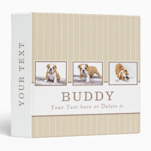 Dog Photo Album Beige 3 Photo Collage Ring Binder
