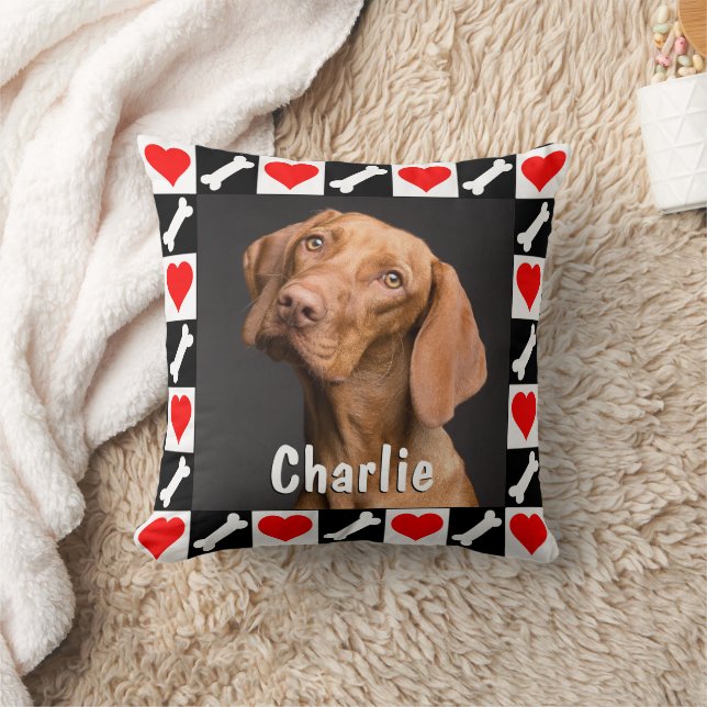 Dog Photo and Name Custom Personalized Puppy Throw Pillow (Blanket)
