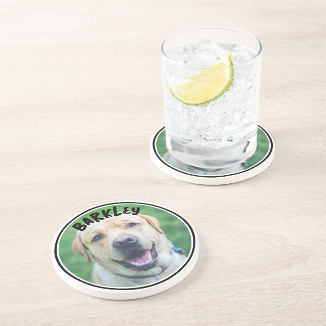 Dog Photo and Text Personalized  Coaster (Side)