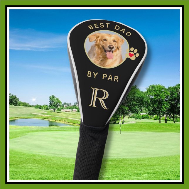 Dog Photo Best Dad By Par Custom Monogram Golf Head Cover (Creator Uploaded)