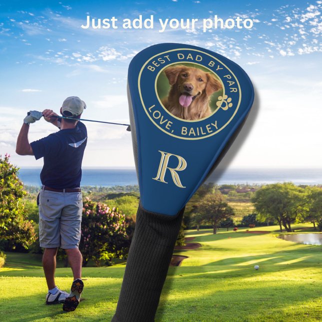 Dog Photo Best Dad By Par Custom Monogram Golf Head Cover (Creator Uploaded)