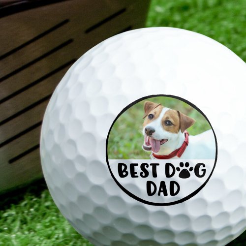 Dog Photo BEST DOG DAD Pawprint Golf Balls