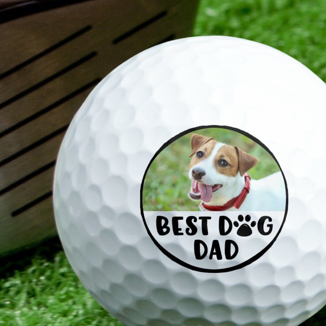 Dog Photo BEST DOG DAD Pawprint Golf Balls (Creator Uploaded)
