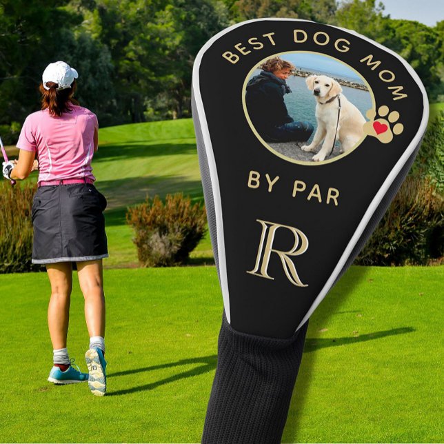 Dog Photo Best Mom By Par Custom Monogram Golf Head Cover (Creator Uploaded)