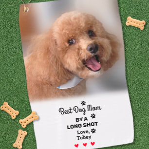 Dog Photo Best Mom Name Golfer Fun Dog Lover Cute Golf Towel