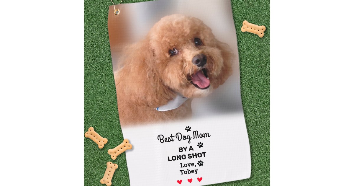 Dog Photo Best Mom Name Golfer Fun Dog Lover Cute Golf Towel