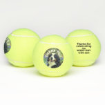 Dog Photo Birthday Favor Thank You Personalized Tennis Balls<br><div class="desc">A personalized custom tennis ball with your dog's picture photo and thank you message for their friends attending their "woof-day party" birthday celebration. Click "customize further" to change the colors in the design. Perfect for the dog lover who has everything and the possessive fetch loving puppy.</div>