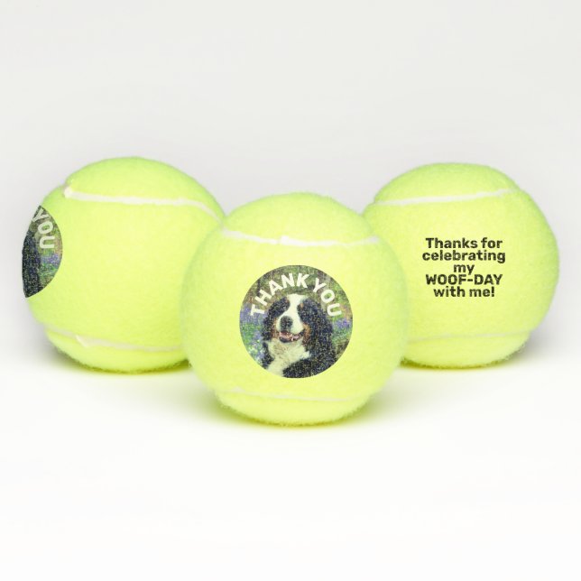 Dog Photo Birthday Favor Thank You Personalized Tennis Balls (Multi)