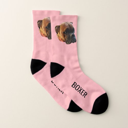 Dog Photo Boxer Puppy Pink Custom  Socks