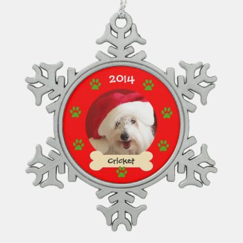 Dog Photo Christmas Ornament In Snowflake by ornamentsbyhenis at Zazzle