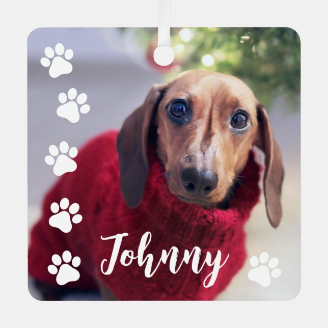 Dog Photo Christmas Tree Pet Photo Ornament (Front)