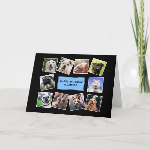 Dog Photo Collage Blue Birthday Card