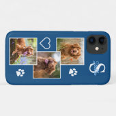 Dog Photo Collage Monogram Blue Pet Case-Mate iPhone Case | Zazzle