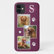 Dog Photo Collage Monogram Magenta Pet Iphone 11 Case at Zazzle