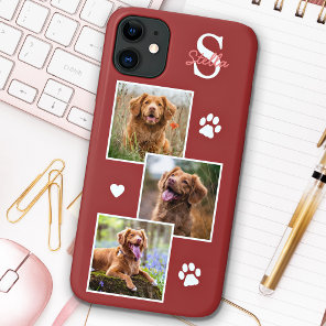 Dog Photo Collage Monogram Terra Cotta Pet iPhone 11 Case