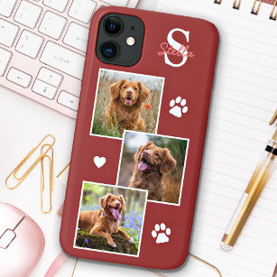 Dog Photo Collage Monogram Terra Cotta Pet iPhone 15 Case