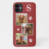 Dog Photo Collage Monogram Terra Cotta Pet Case-Mate iPhone Case (Back)