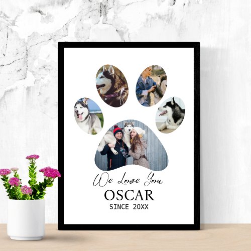 Dog Photo Collage Pet Memorial Personalized Paw Poster