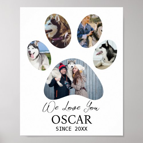 Dog Photo Collage Pet Paw Lover Gift Pet Memorial Poster