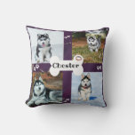 Dog photo collage purple - Husky Throw Pillow