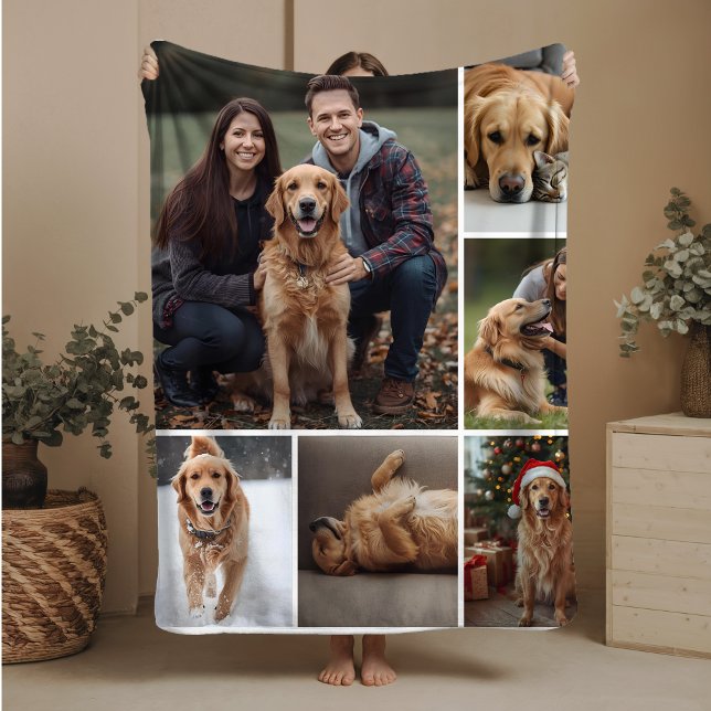 Dog Photo Collage Sherpa Blanket Pet Mom Gift Idea (Creator Uploaded)