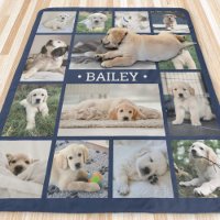 Dog Photo Collage Simple Modern Navy Blue & White