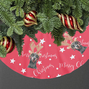 Dog Photo Cut Out Personalized Pet Red Christmas Brushed Polyester Tree Skirt