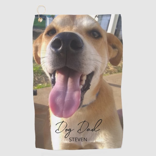 Dog Photo Dog Dad Personalized Golf Towel (Front)