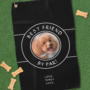 Dog Photo Fun Best Friend By Par Modern Pro Black Golf Towel