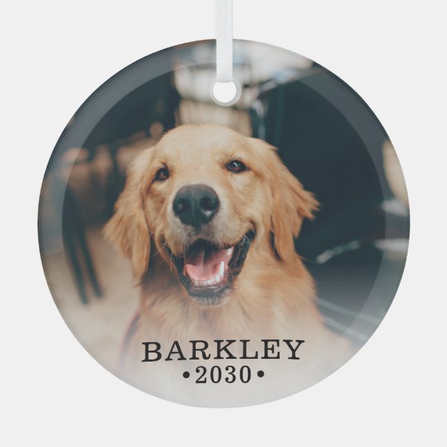Dog Photo  Glass Ornament (Front)