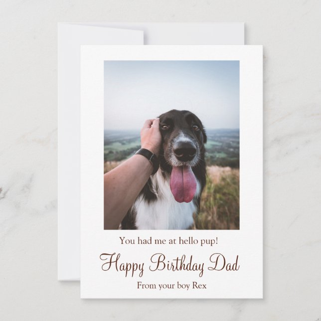 Dog Photo Happy Birthday Dad From Rescue Dog Note Card (Front)
