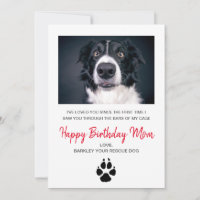 Dog Photo Happy Birthday Mom Card From Rescue Dog