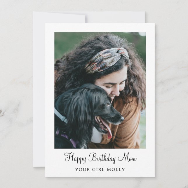 Dog Photo Happy Birthday Mom From Dog Pet Holiday Card (Front)