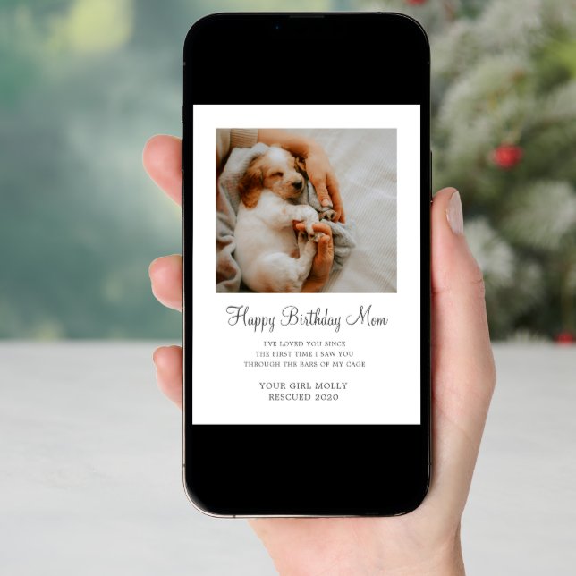 Dog Photo Happy Birthday Mom From Rescue Dog Holiday Card (Front Digital)
