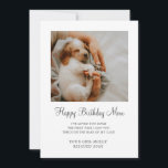 Dog Photo Happy Birthday Mom From Rescue Dog Holiday Card<br><div class="desc">A custom dog photo happy birthday mom,  greeting card with a marsala floral edge,  from your rescue dog with the sweet text message: "I've loved you since the first time I saw you through the bars of my cage". Just add your own rescued dog's photo. Mom will love it!</div>