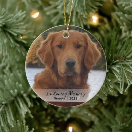 Dog Photo In Loving Memory Name Year Christmas Ceramic Ornament