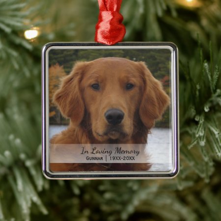 Dog Photo In Loving Memory Name Year Christmas Metal Ornament