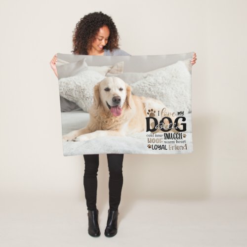 Dog Photo LOVE MY DOG Personalized Word Art Fleece