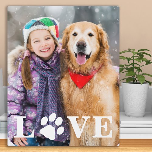 Dog Photo LOVE Personalized Cute Pet Paw Print Plaque