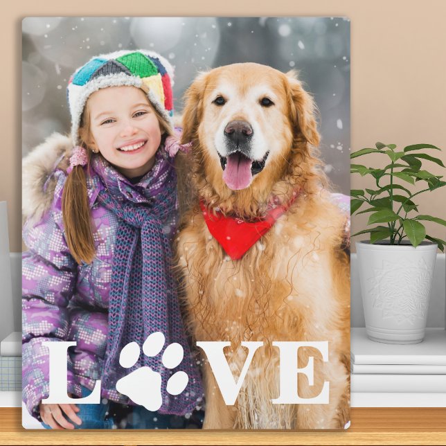 Dog Photo LOVE Personalized Cute Pet Paw Print Plaque (Creator Uploaded)