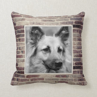 Dog Photo Masculine Brickwork Accent Pillow